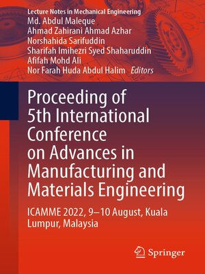 cover image of Proceeding of 5th International Conference on Advances in Manufacturing and Materials Engineering